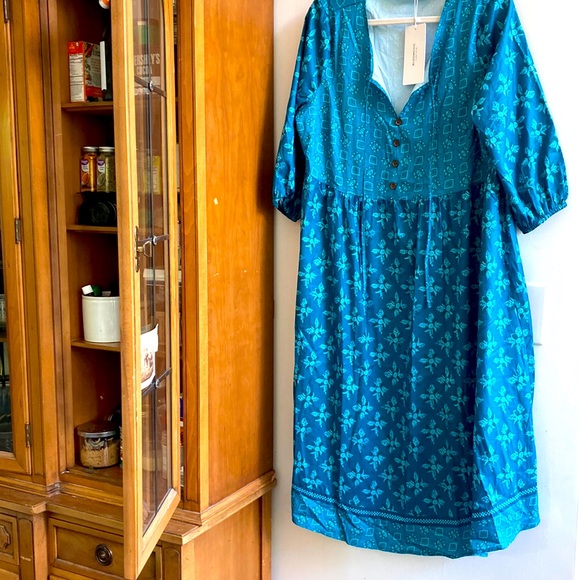 NWT BloomChic “ZOLA” Oversize turquoise bohemian caftan. Batik print. Size 12 - Picture 1 of 8